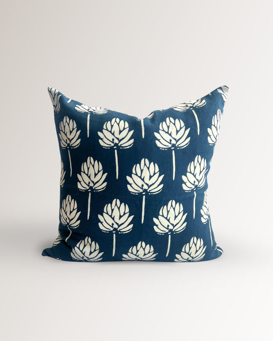 Lotus Bloom - Handmade Pure Linen Throw Pillow Cover