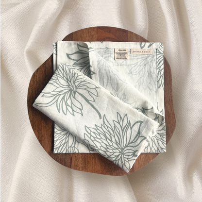 Dahlia Bloom Linen Table Napkins ( Set of 2)